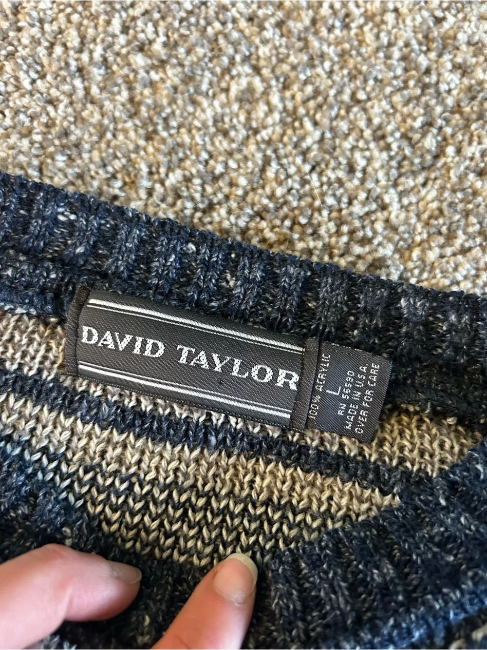 [David Taylor] VTG Blue Patterned Sweater
